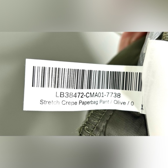 Quince Stretch Crepe Paperbag Waist Pants in Olive – Size 0 - Picture 5 of 7